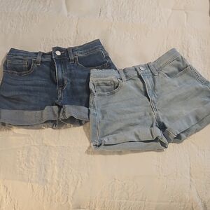 Denim Girl's Shorts - Dark Blue and Light Blue